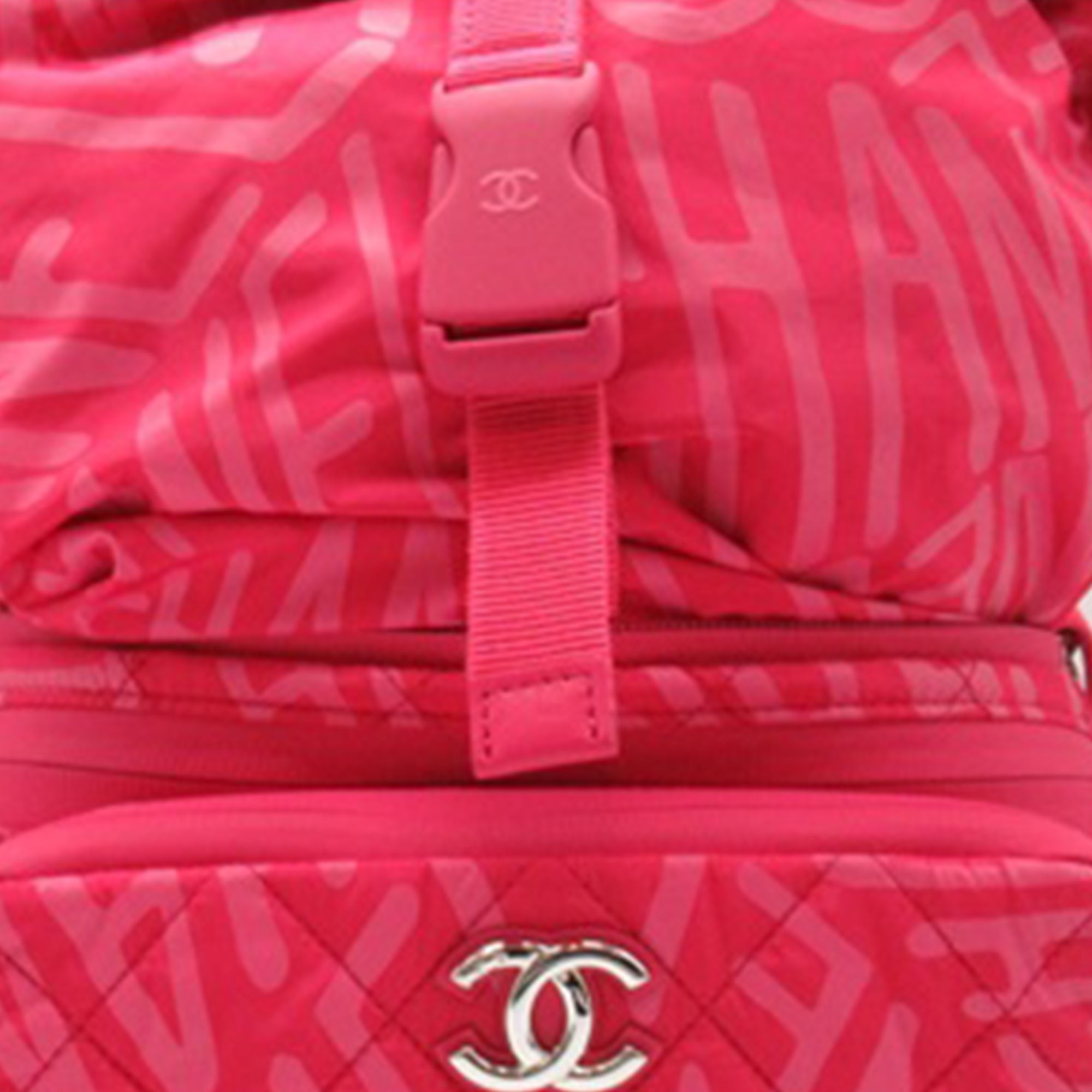 Chanel | Pre-Owned Printed Nylon Coco Neige Convertible Backpack | Pink