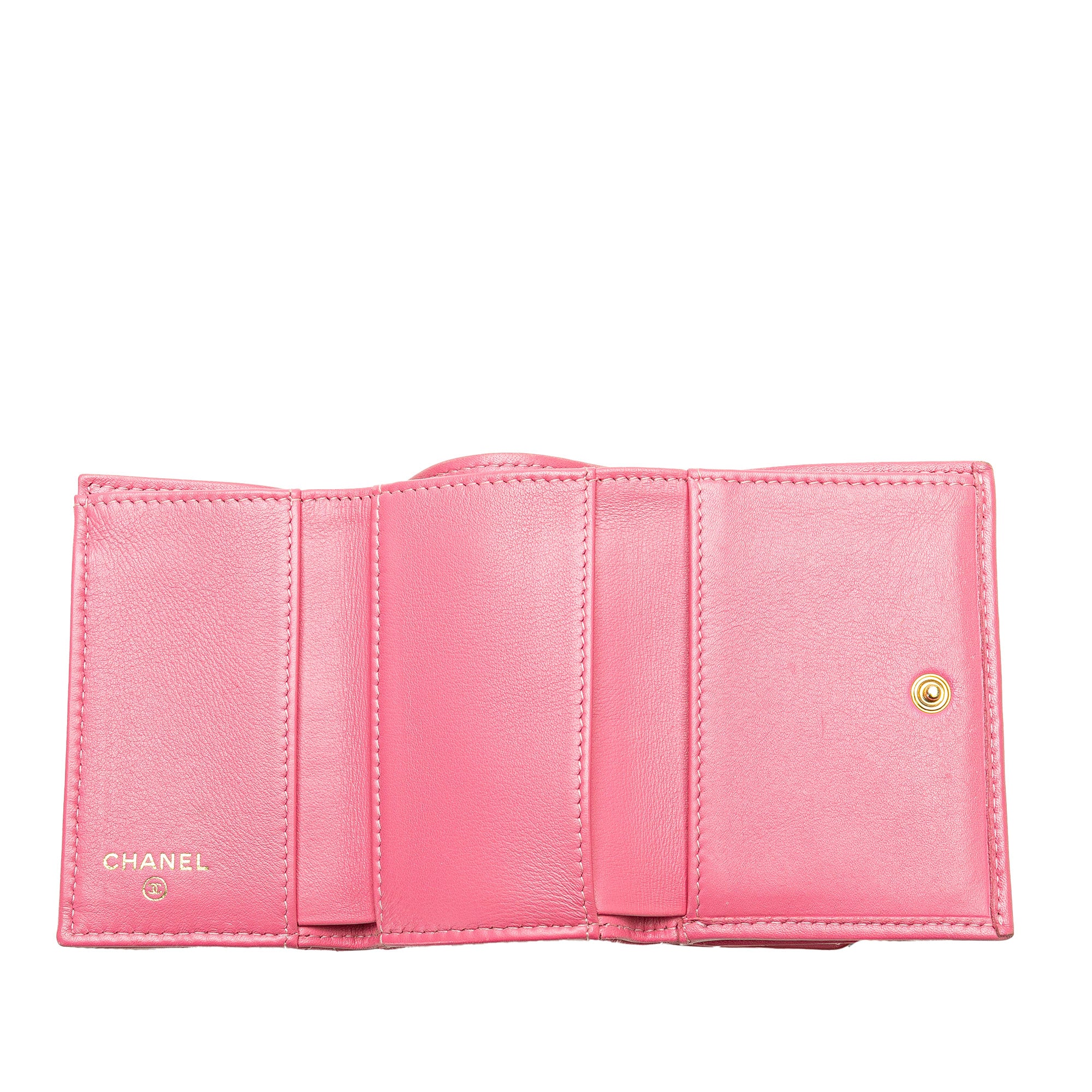 Chanel | Pre-Owned Lambskin Boy Flap Compact Wallet | Pink