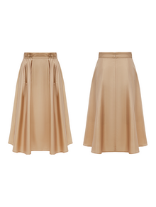 Mulberry Silk Midi Skirt | Khaki