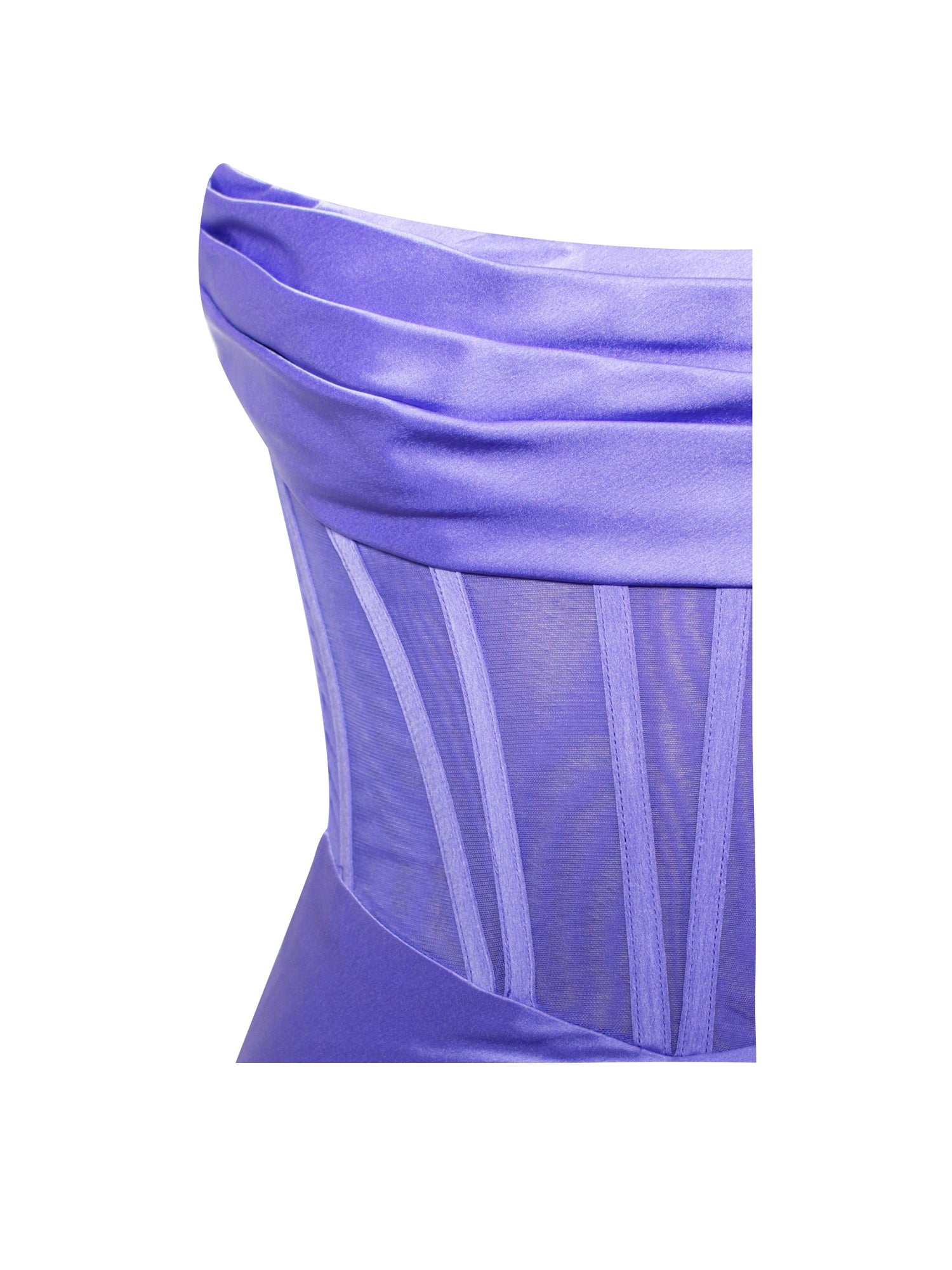 Prisa Very High Slit Satin Corset Gown | Periwinkle