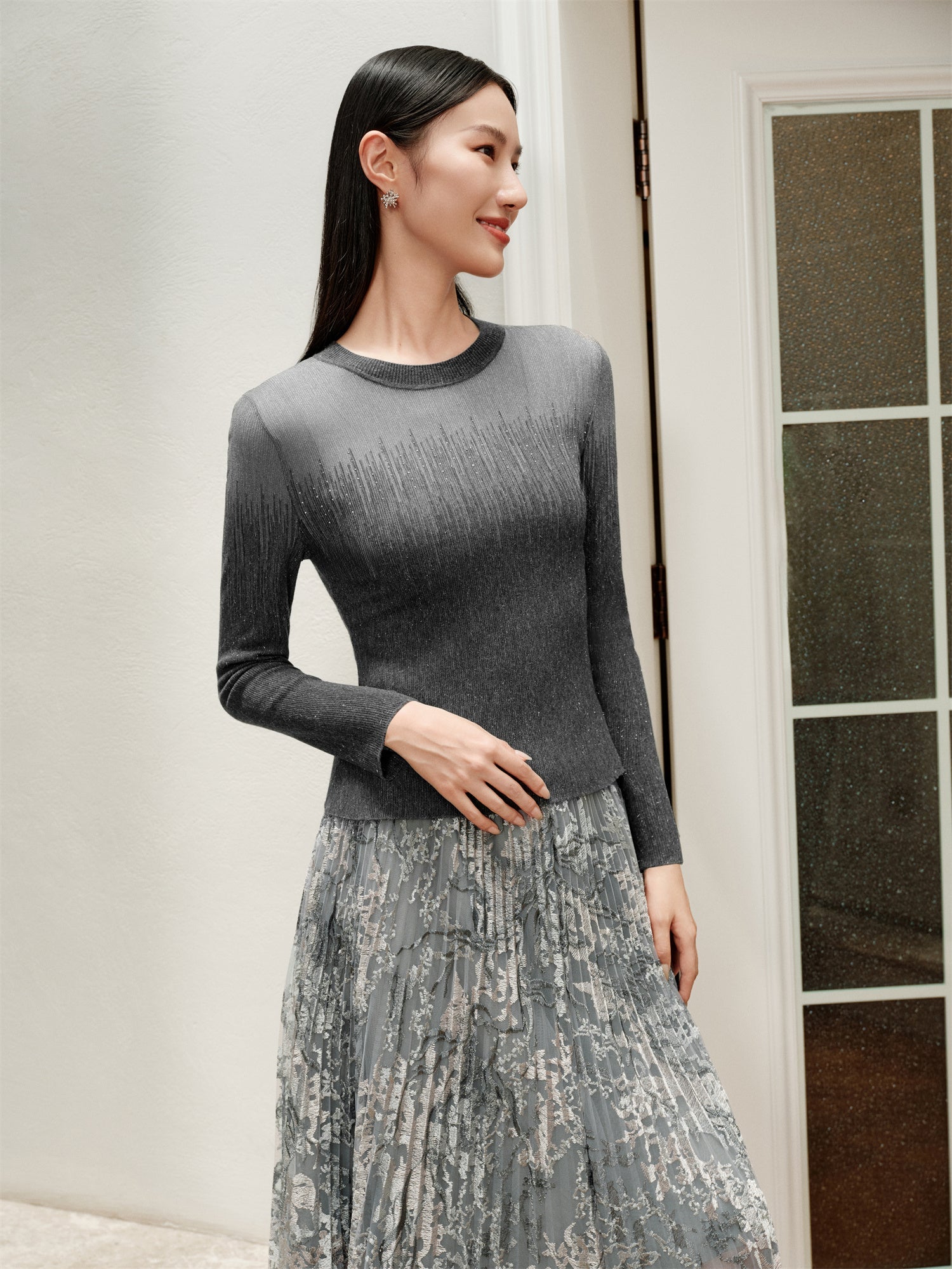 Classic Round Neck Knitted Undershirt | Grey