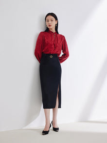 Silk Printed Shirt | Wine Red