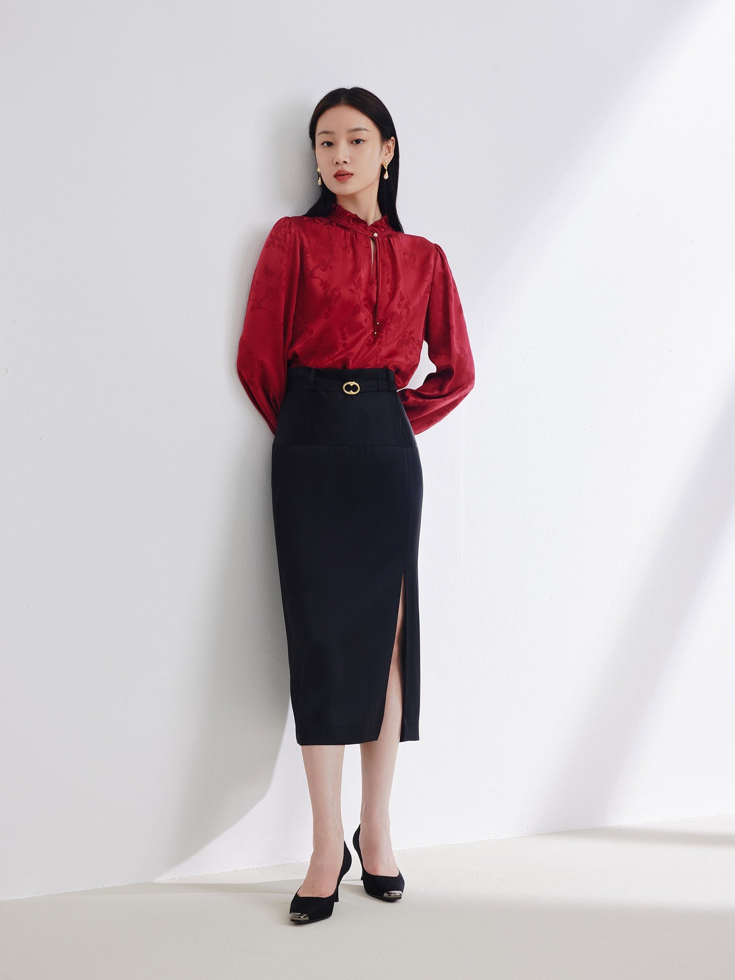Silk Printed Shirt | Wine Red