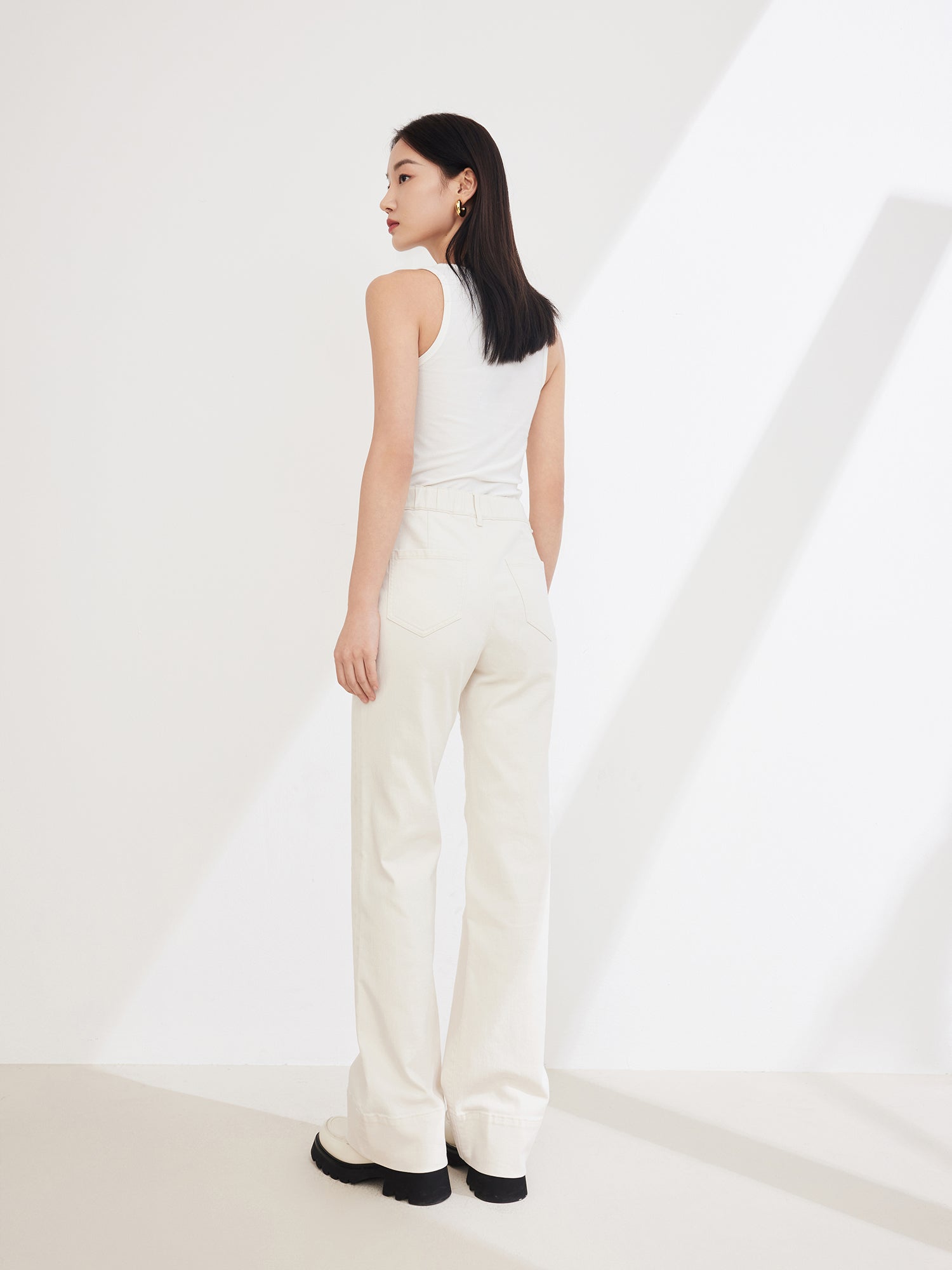 Long-staple Cotton Slim Fit Jeans | Beige