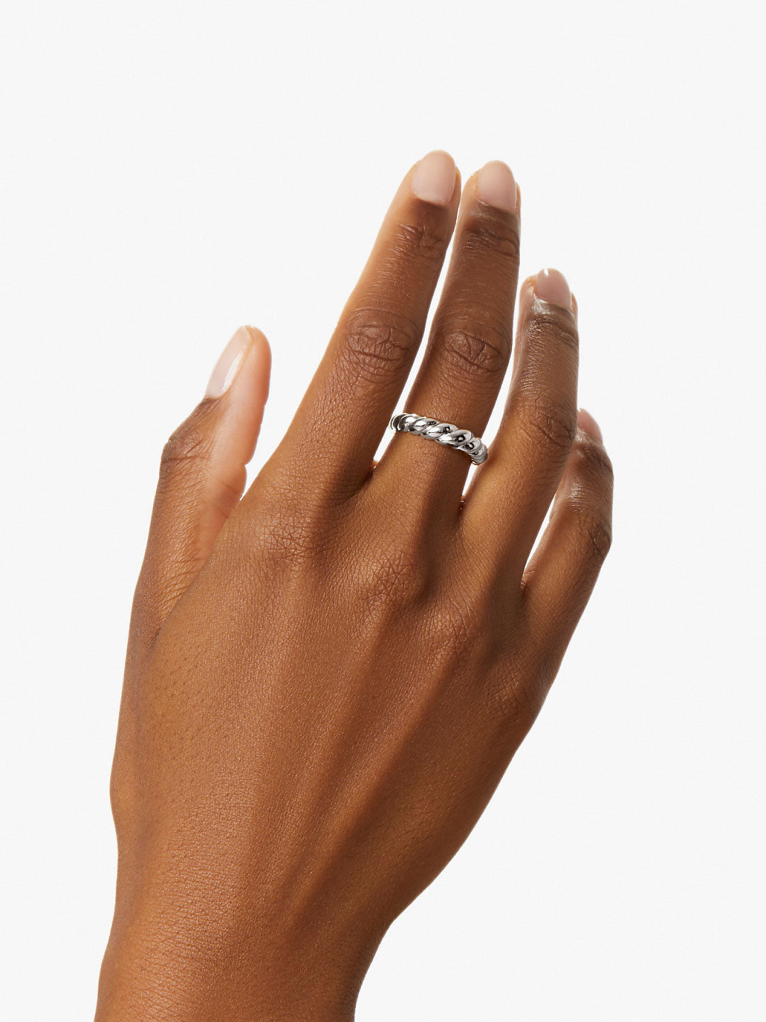 Rope Slim Twist Ring | Rhodium on Stainless Steel