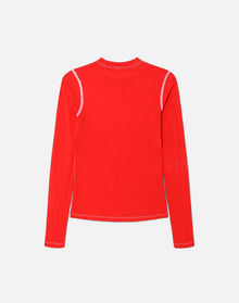 Womens | Hanes Sheer Long Sleeve Tee | Roja With White