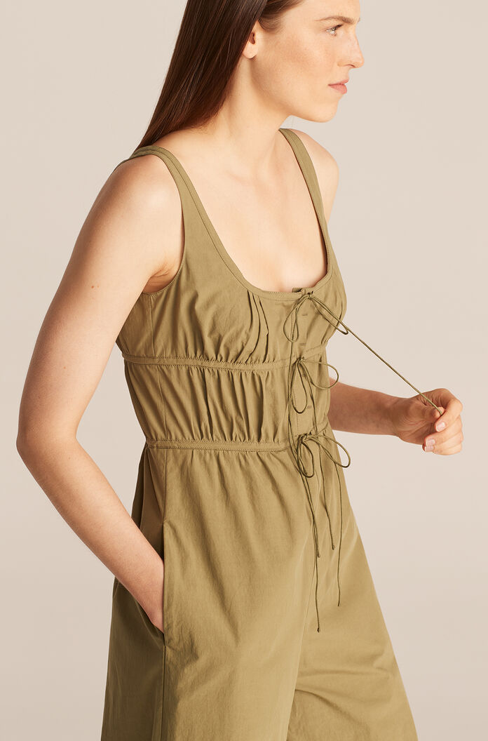 Full-Length Poplin Romper | Dark Olive