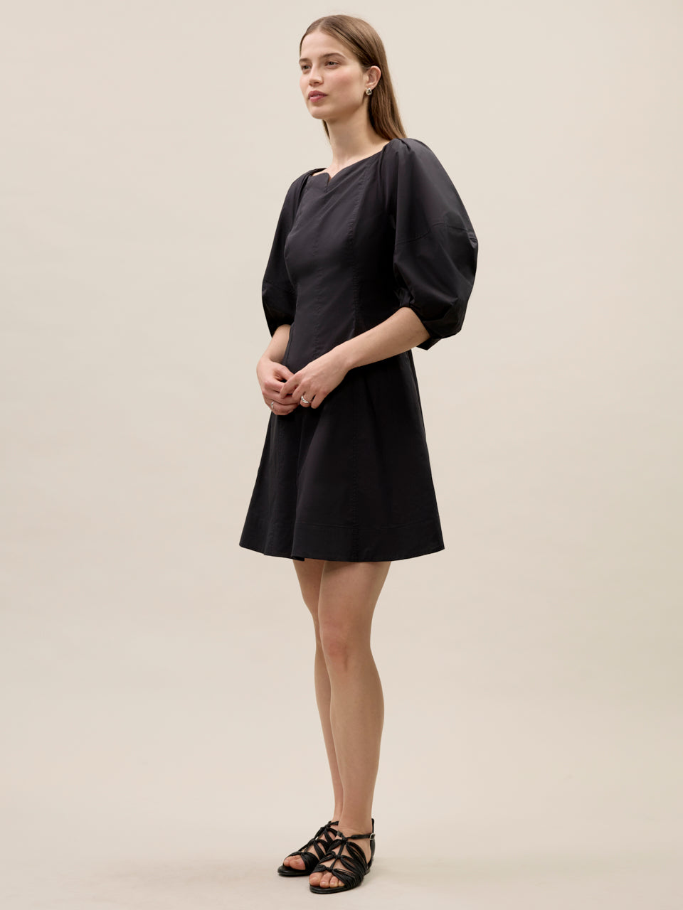 Isla Poplin Mini Dress | Black
