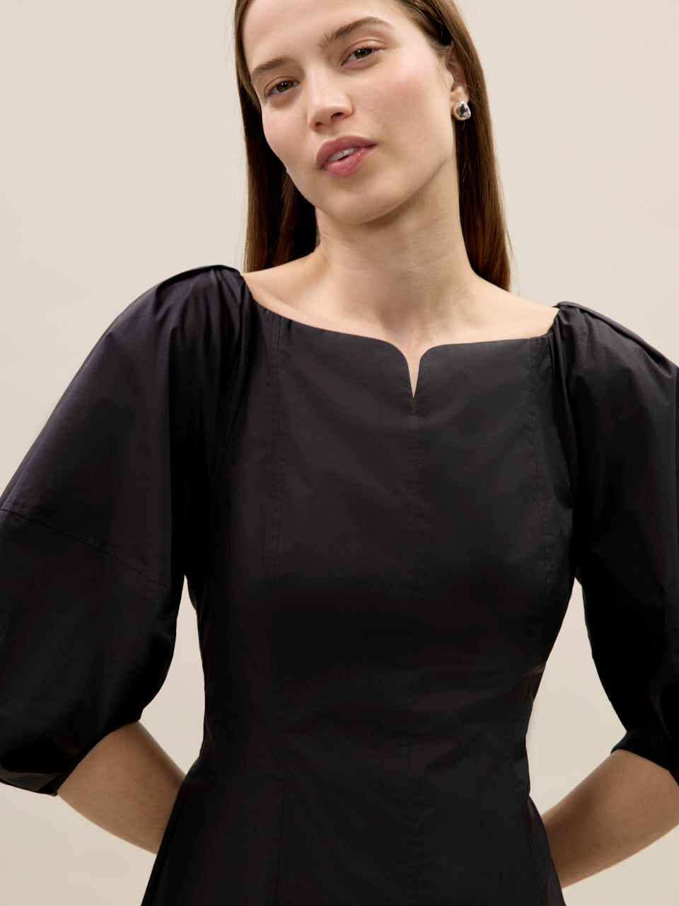 Isla Poplin Mini Dress | Black