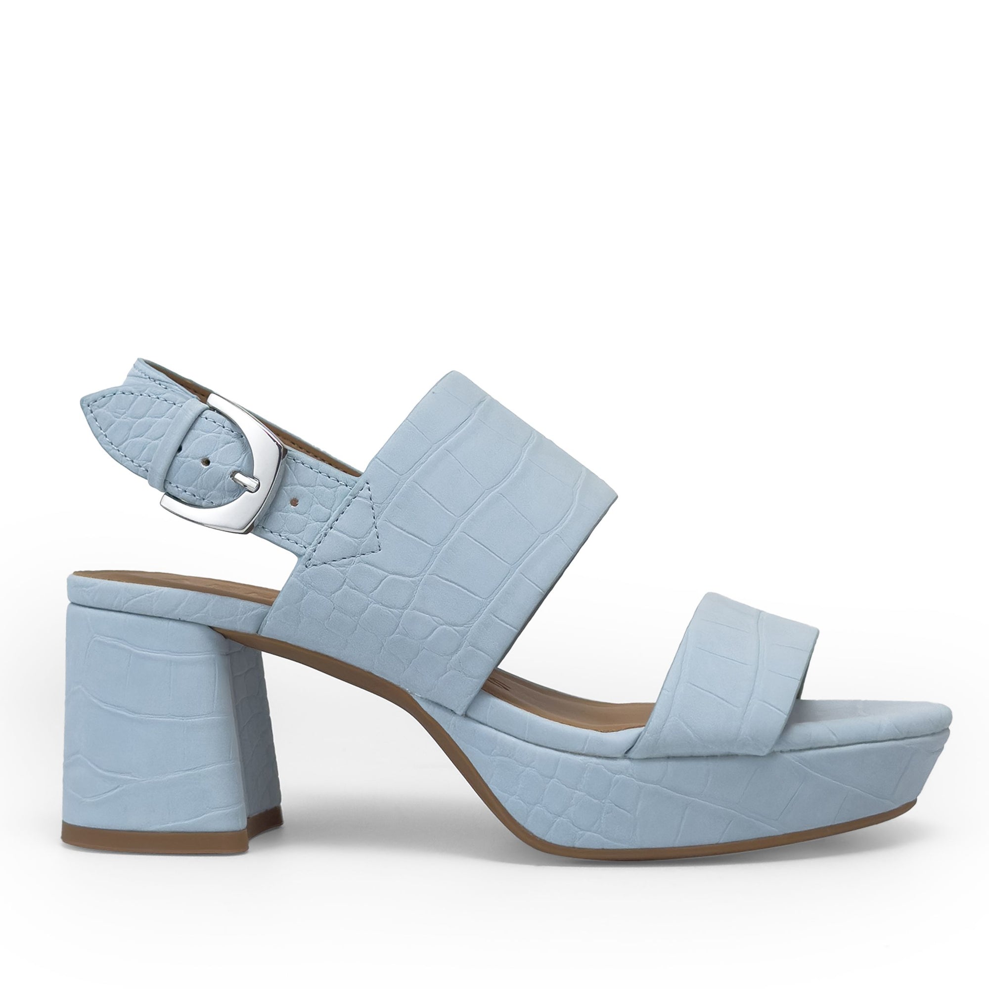 Camilia Sandal Platform | Pale Blue Faux Crochet Nubuck