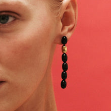 Edith Earrings | 18K Gold PVD Plated Stainless Steel/Black Resin Beads