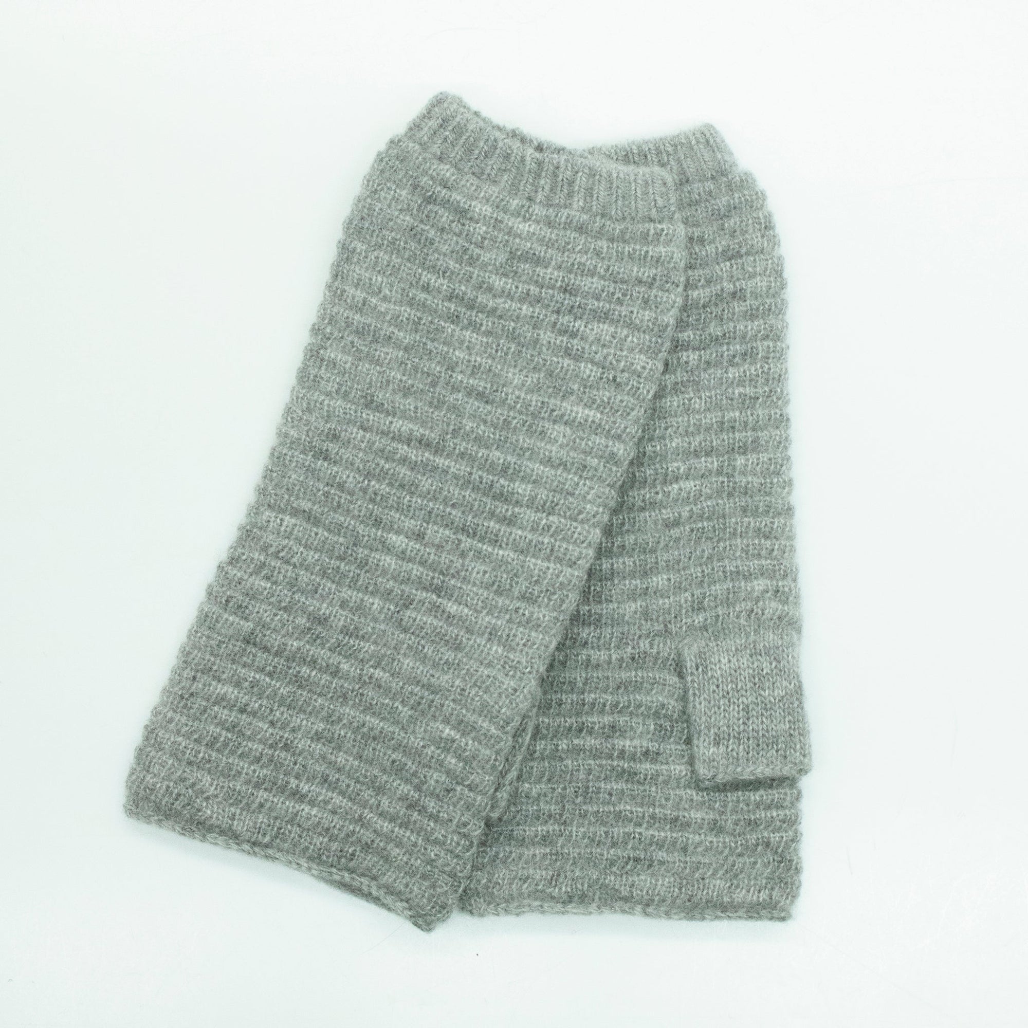 Cashmere Ribbed Fingerless Gloves | Light Grey