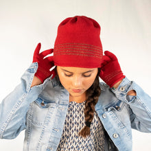 Kids Cashmere Hat With Lurex Stripes | Cherry Red