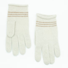 Kids Cashmere Gloves With Lurex Stripes | Ivory