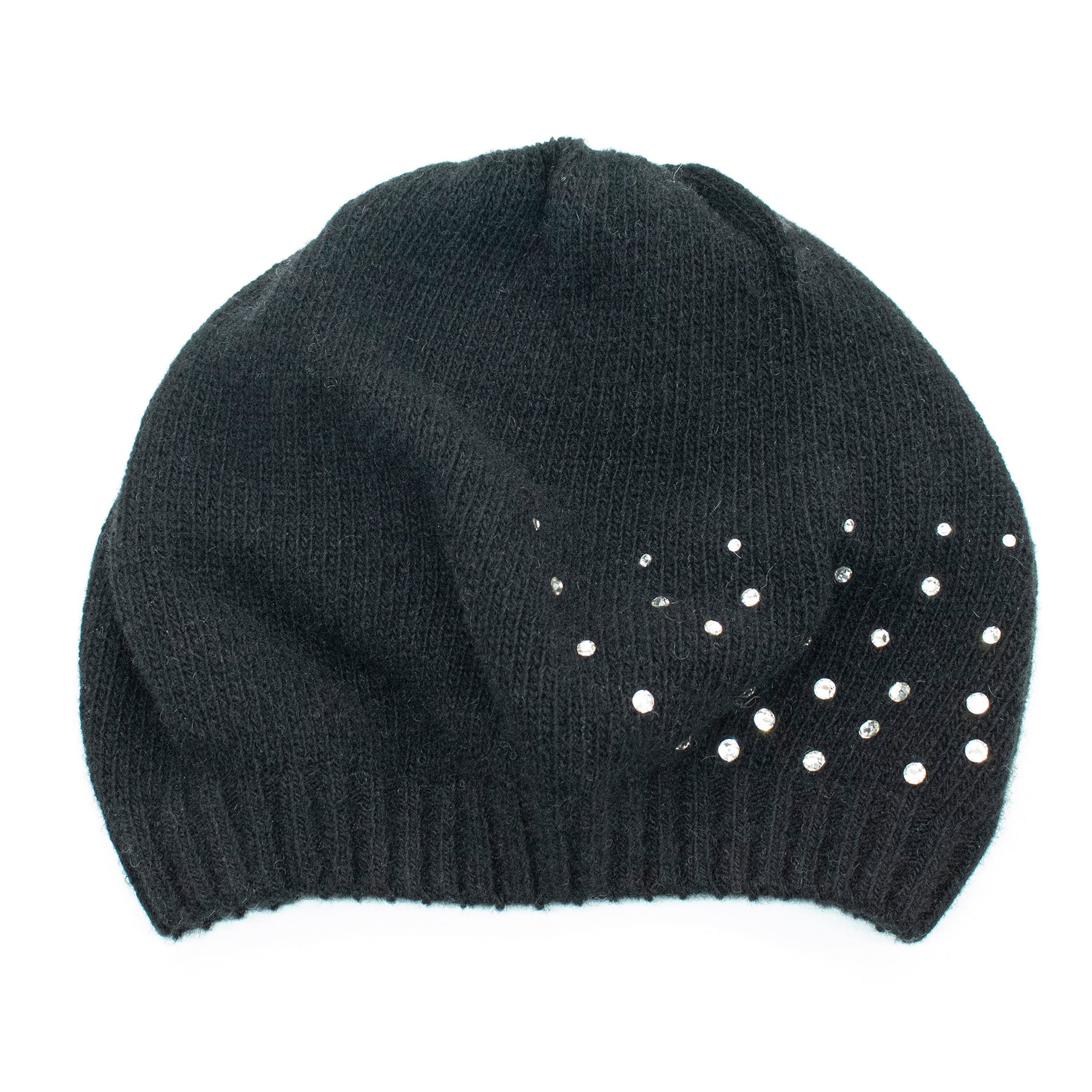 Kids Cashmere Beret With Crystal Stones | Black