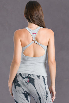 Women | D-Ring Keyhole Racerback Tank | Heather Gray