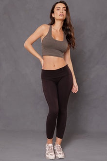 Women | Rolldown Capri Legging | Charcoal/Plum