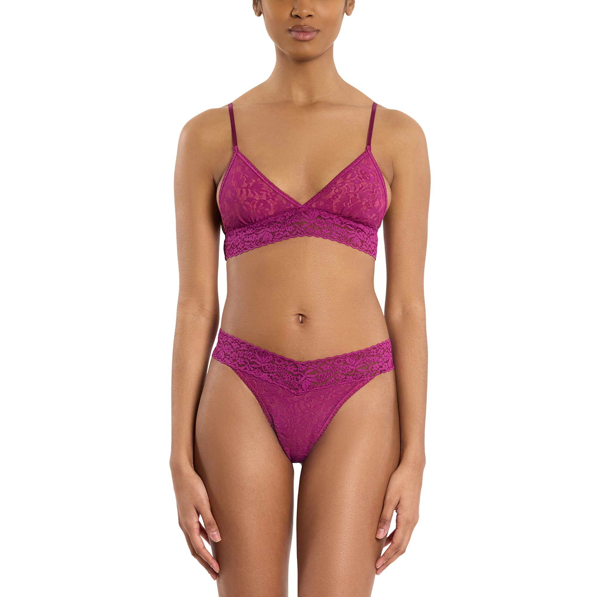Flora Lace Original Rise Thong | Picking Plums (Pink)