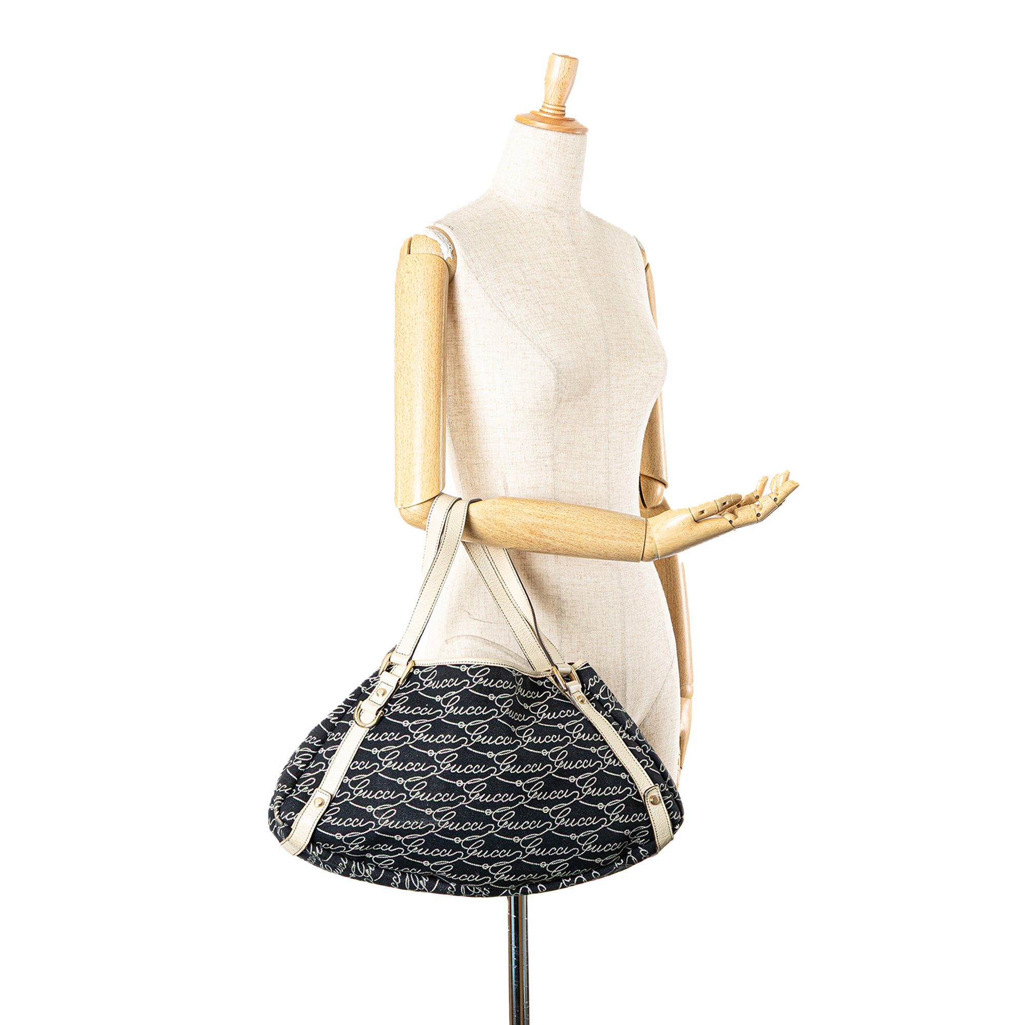 Gucci | Pre-Owned 85th Anniversary Canvas Logo Abbey D Ring Tote | Blue/Dark BlueWhite