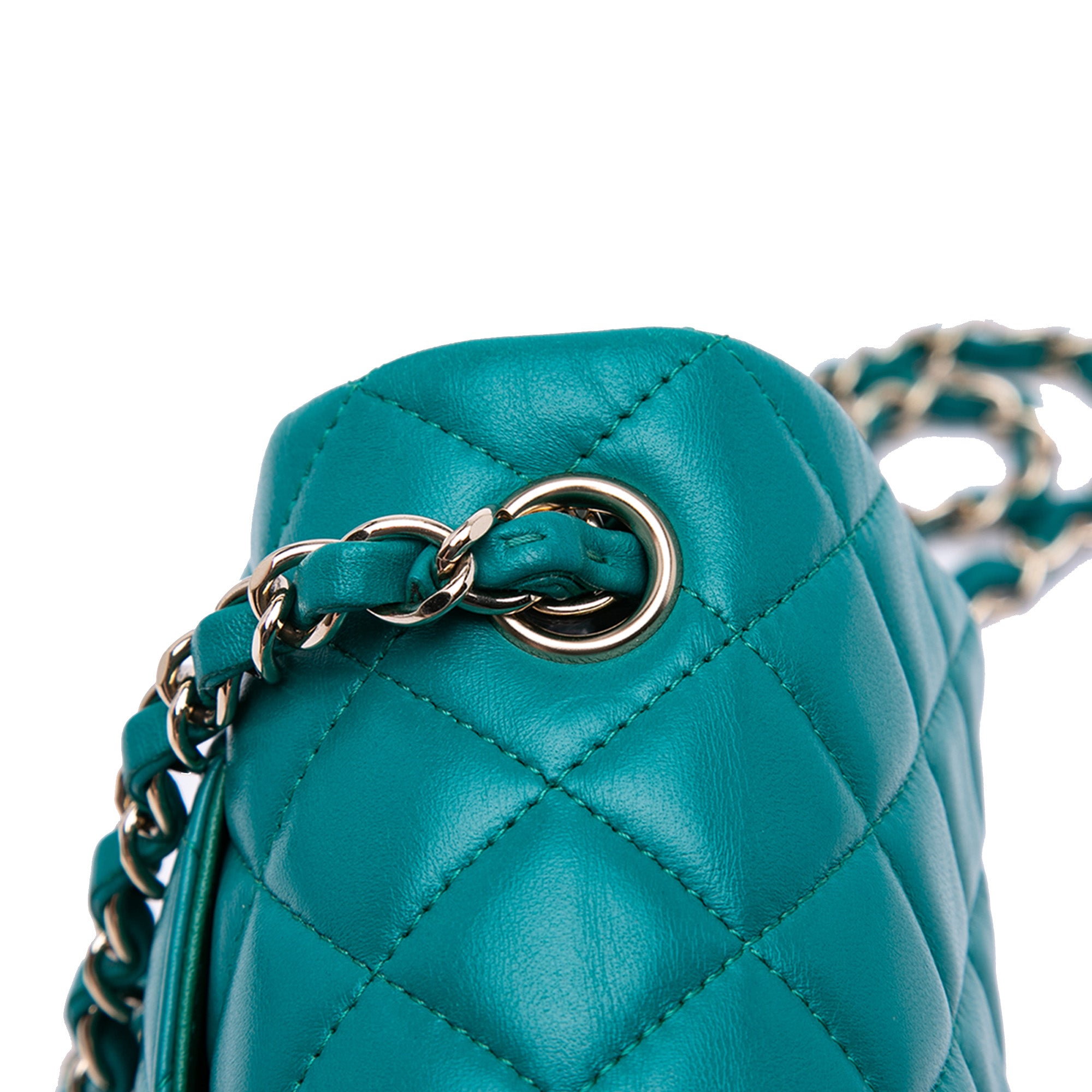 Chanel | Pre-Owned Mini Rectangular Classic Lambskin Single Flap | Blue/Turquoise