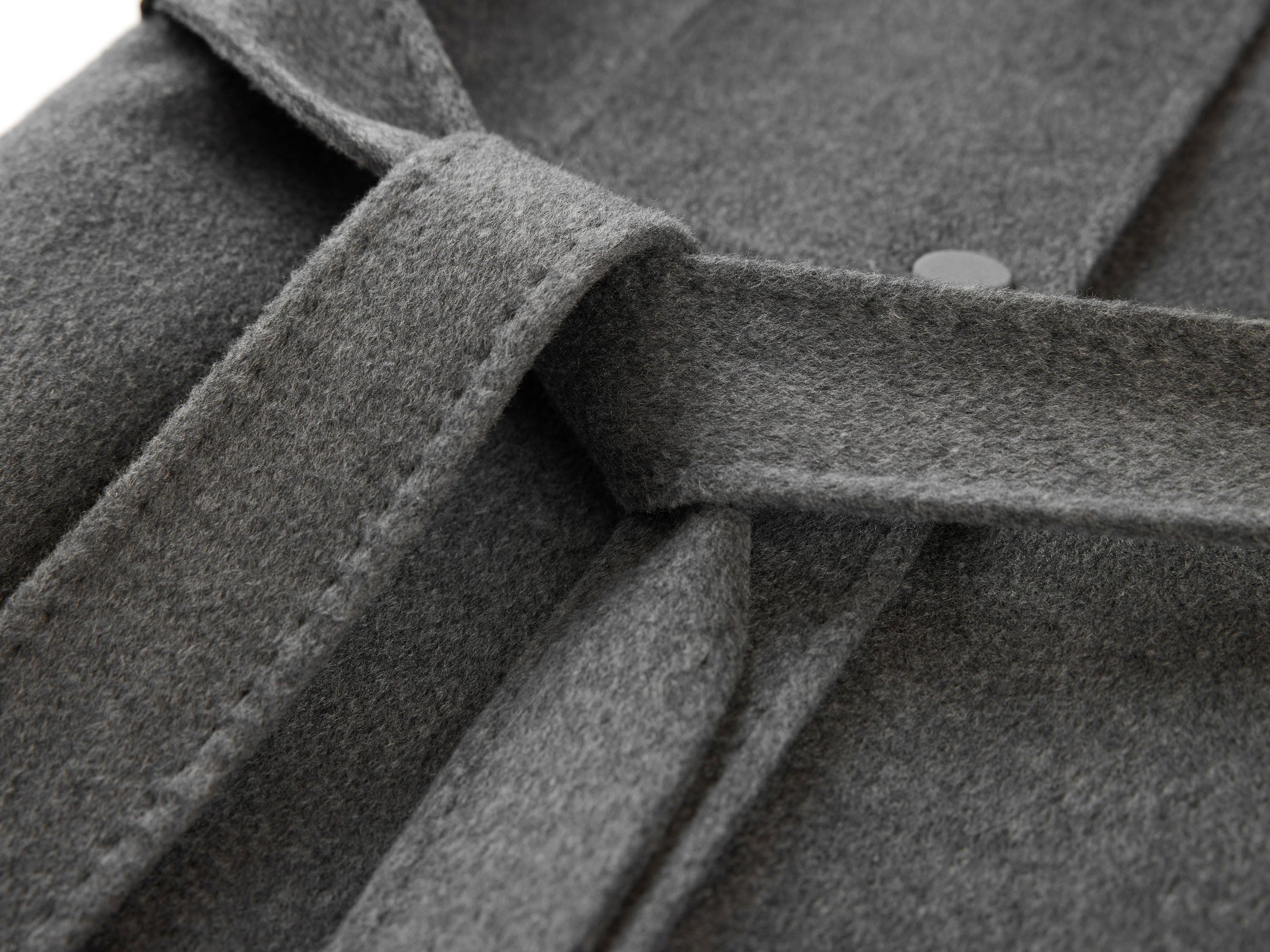 Belted Long Coat with Faux-Fur Collar | Grey