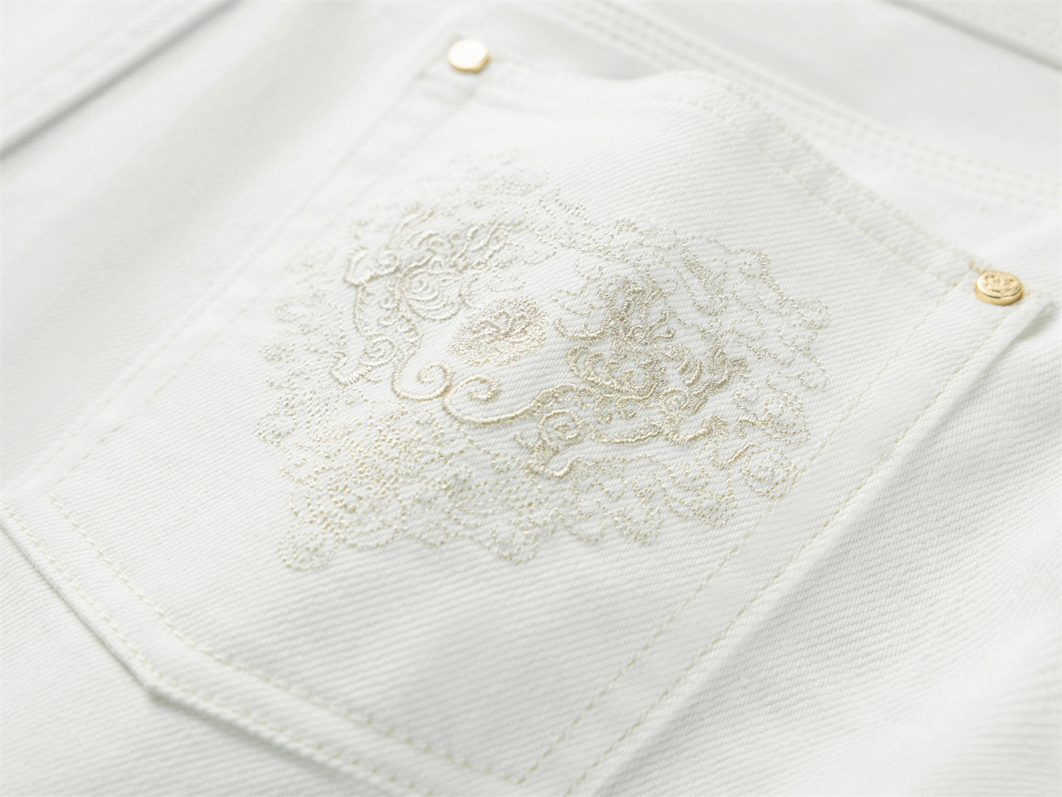 Embroidered Jeans | White