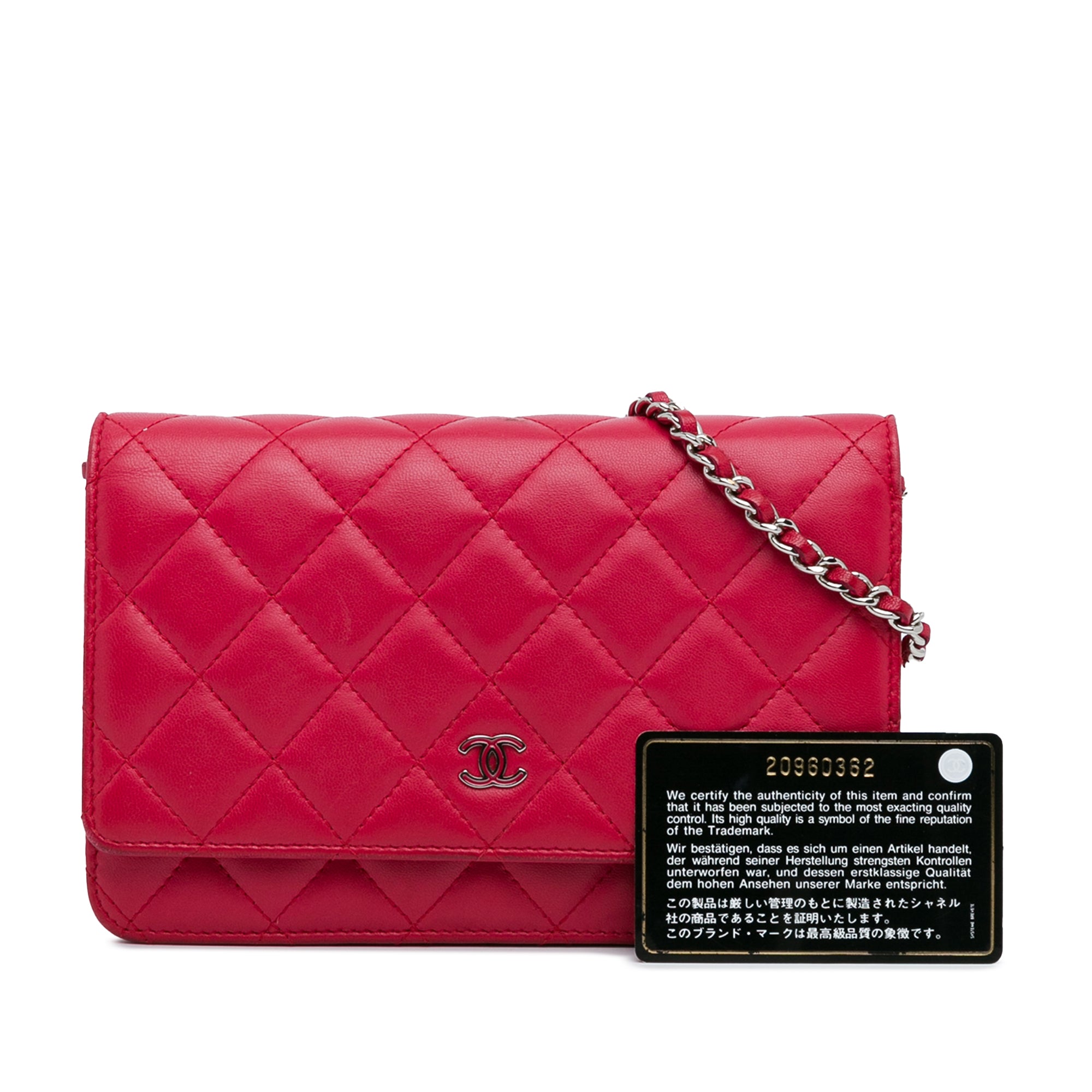 Chanel | Pre-Owned Classic Lambskin Wallet on Chain | Pink/Dark Pink