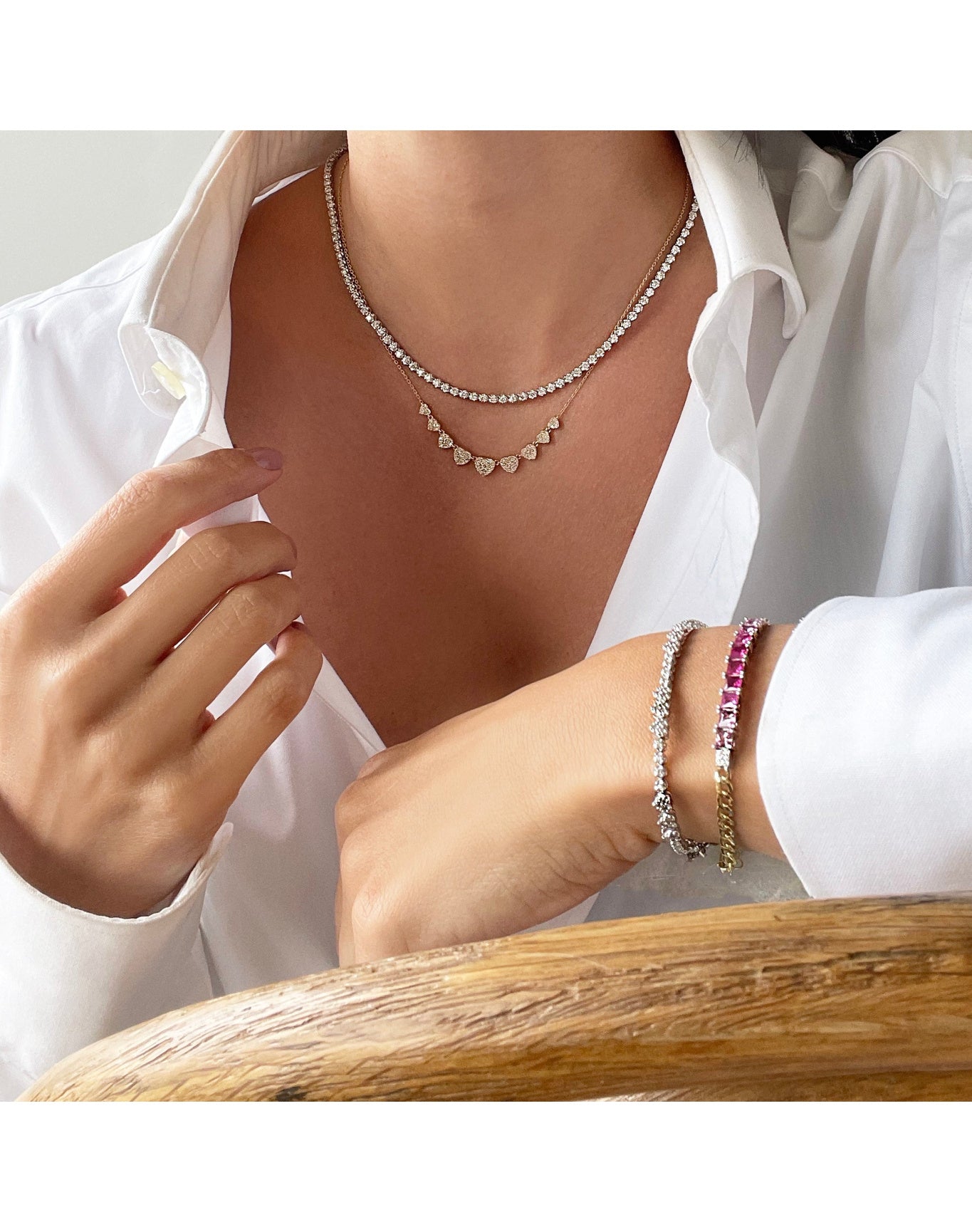 5 Carat Diamond Tennis Necklace | 14K White Gold
