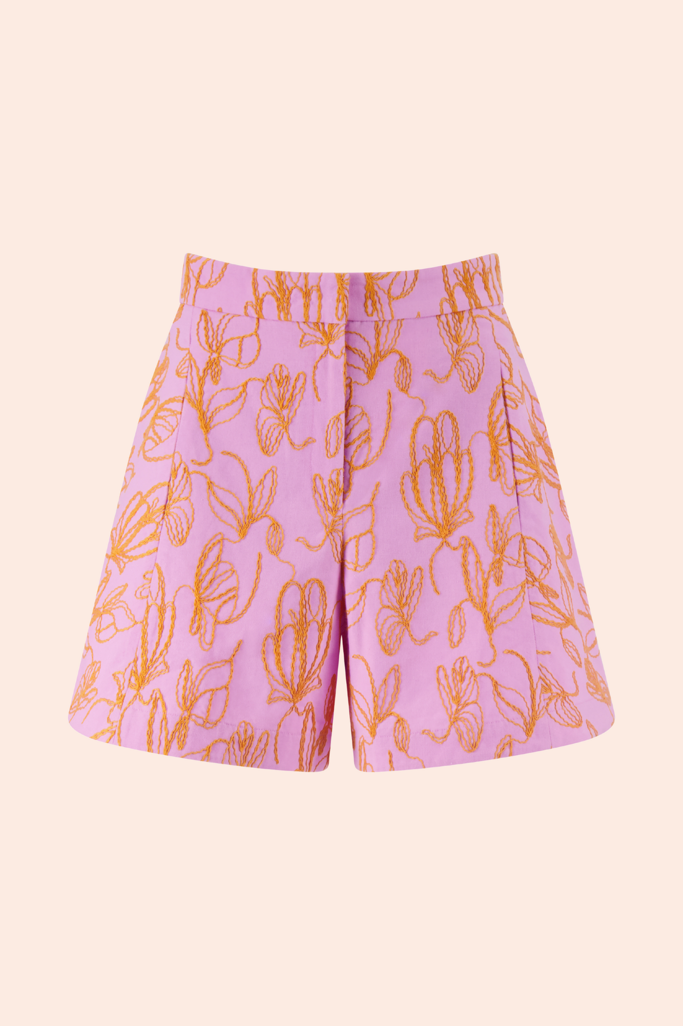 Thread Embroidered Canvas Short | Orchid