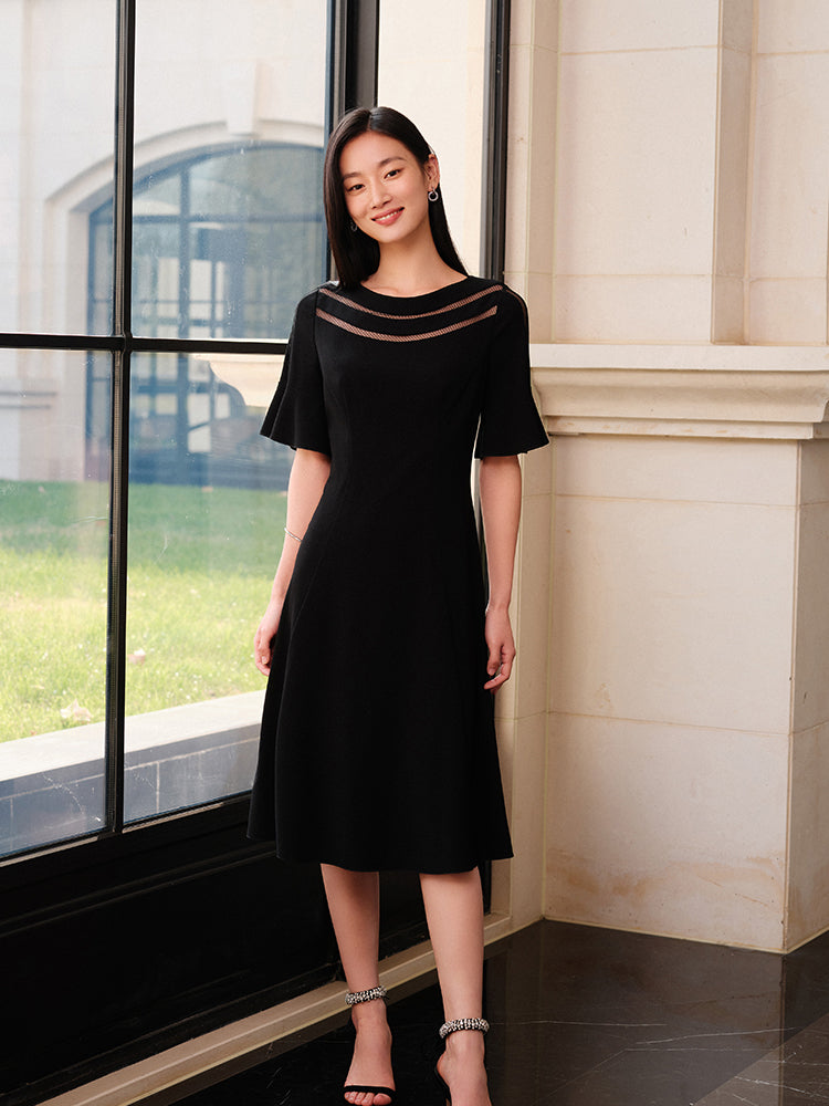 Detailed Waist Dress | Black