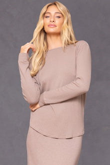 Women | Lightweight Ribbed 2-Fer Drape Top | Woodsmoke
