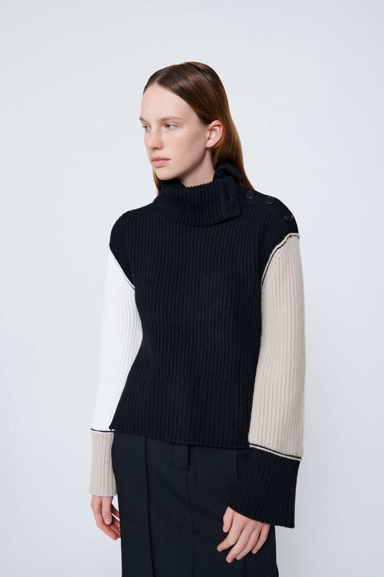 Black Flores Colorblock Sweater - SIMKHAI