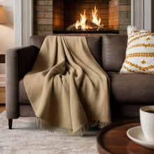 Cashmere Throw With Fringes | Camel