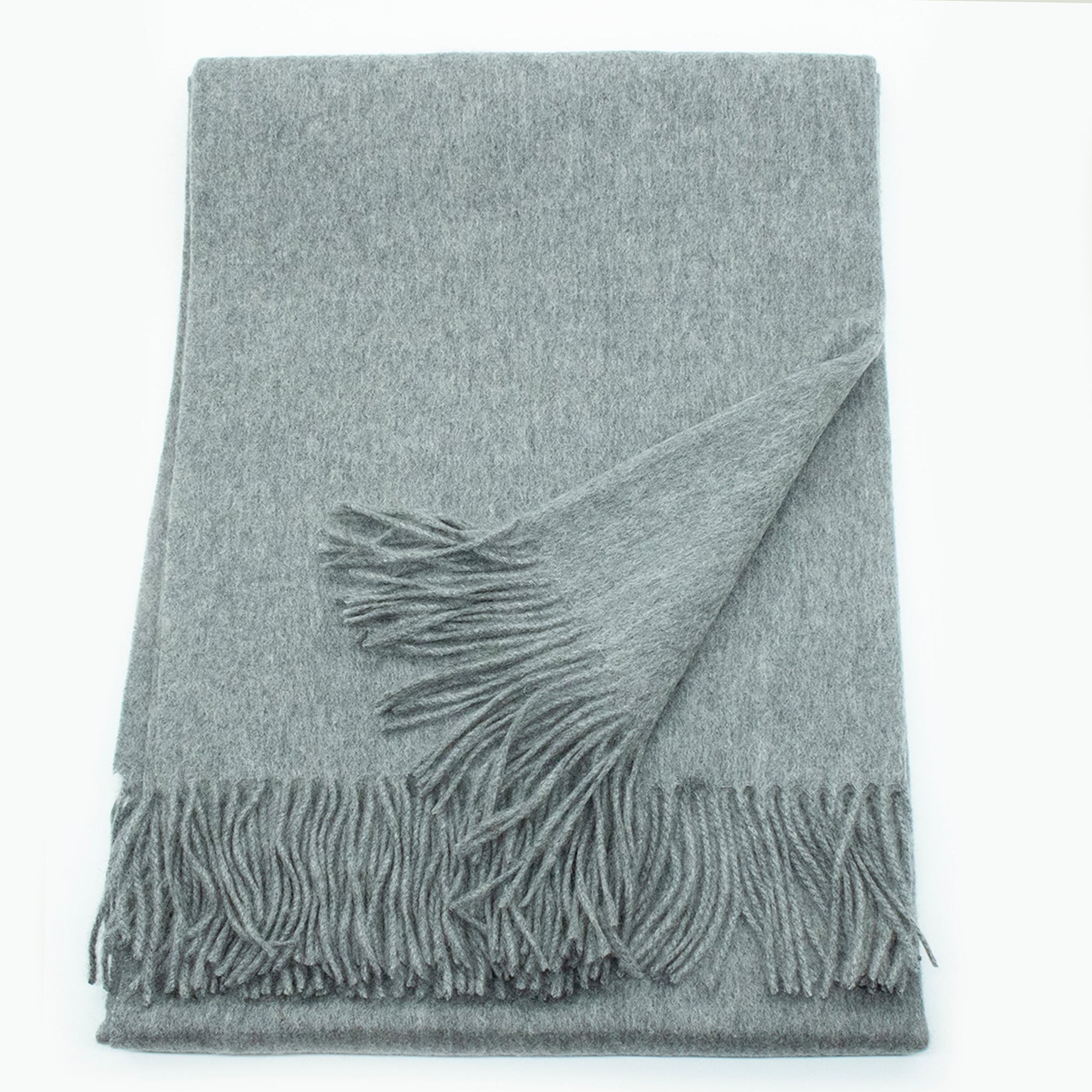 Cashmere Throw With Fringes | Grey