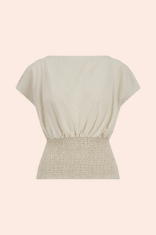 Linen Smocked Top | Bone