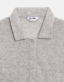 Womens | The Loose Polo Cardigan | Light Heather Grey