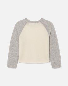 Womens | Featherweight Cashmere Baseball Raglan | Ivory/Light Heather Grey