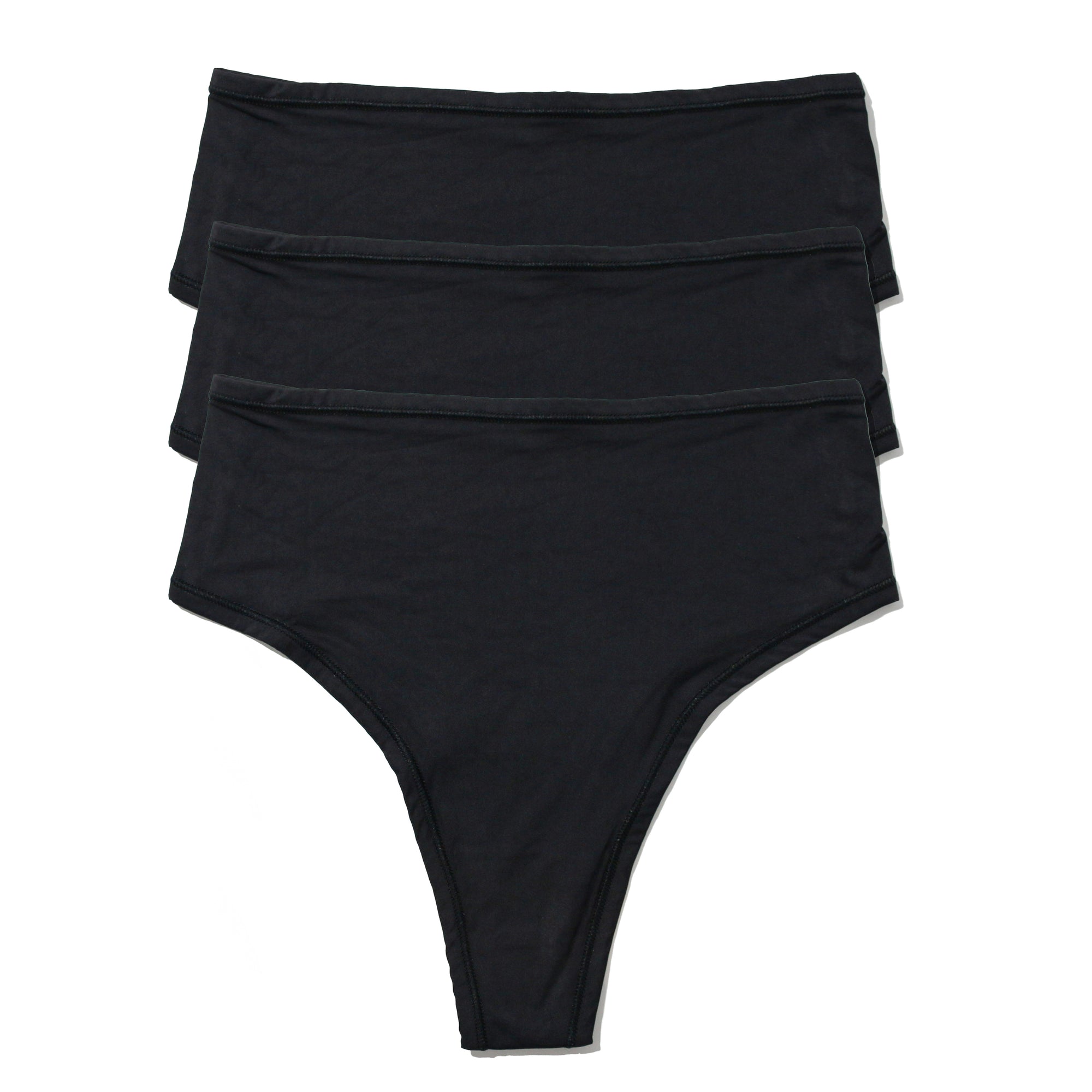 3-Pack Your Fit High Cut Thong | Black