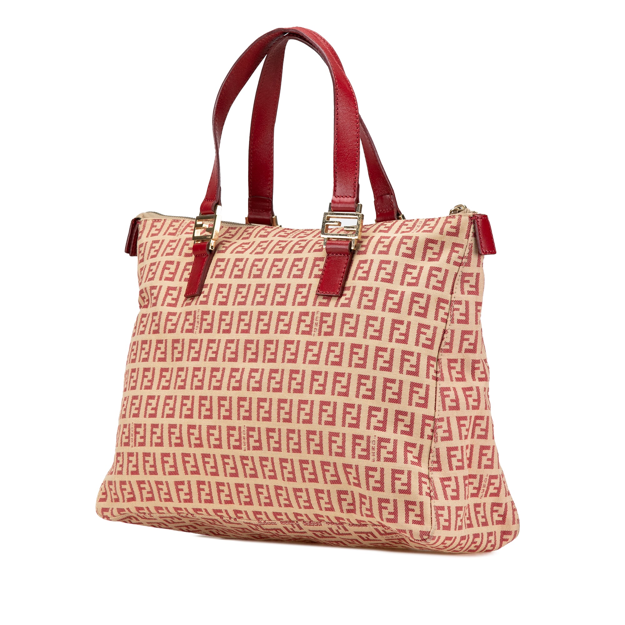 Fendi | Pre-Owned Zucchino Canvas Tote | Brown/Beige/Red