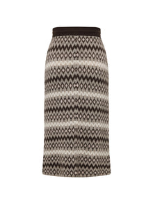 Jacquard Straight-Leg Skirt | Brown