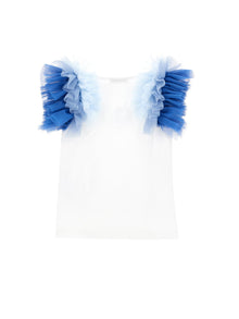 Girls | Jersey T-Shirt With Trim And Love | Cream/Cloud