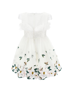 Girls | Magnolia Embroidered Tulle Dress | Cream