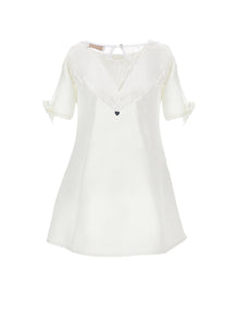 Girls | Crepe And Lace Dress | Light Cream