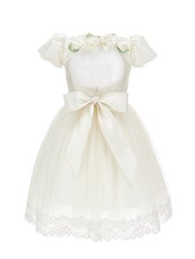 Girls | Lace And Mikado Dress | Cream