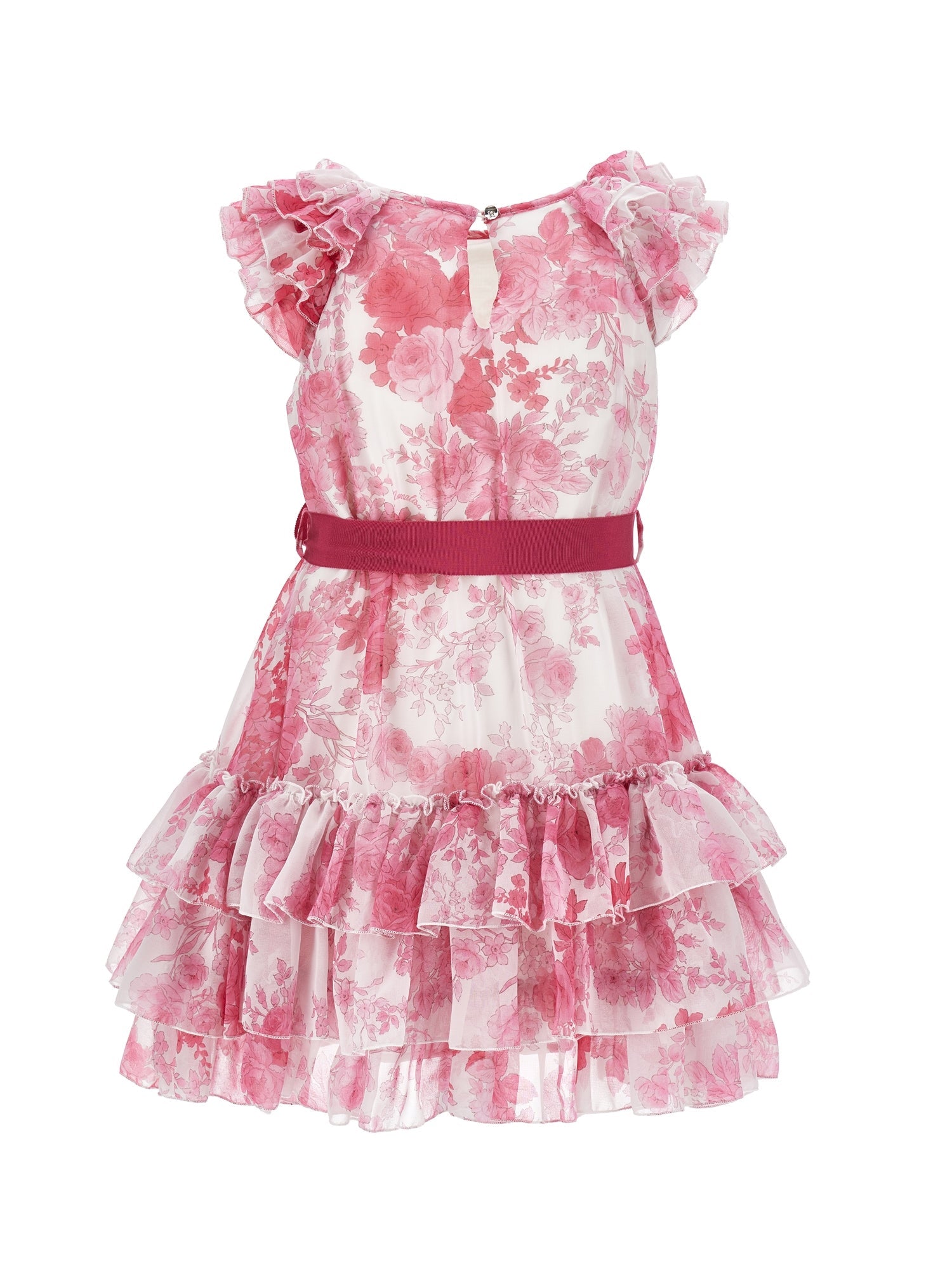 Girls | Low-Waisted Tulle Dress | Cream/Cyclamen
