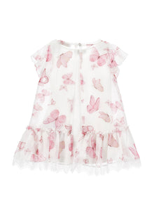 Girls | Georgette Butterfly Top | Cream/FairyTale