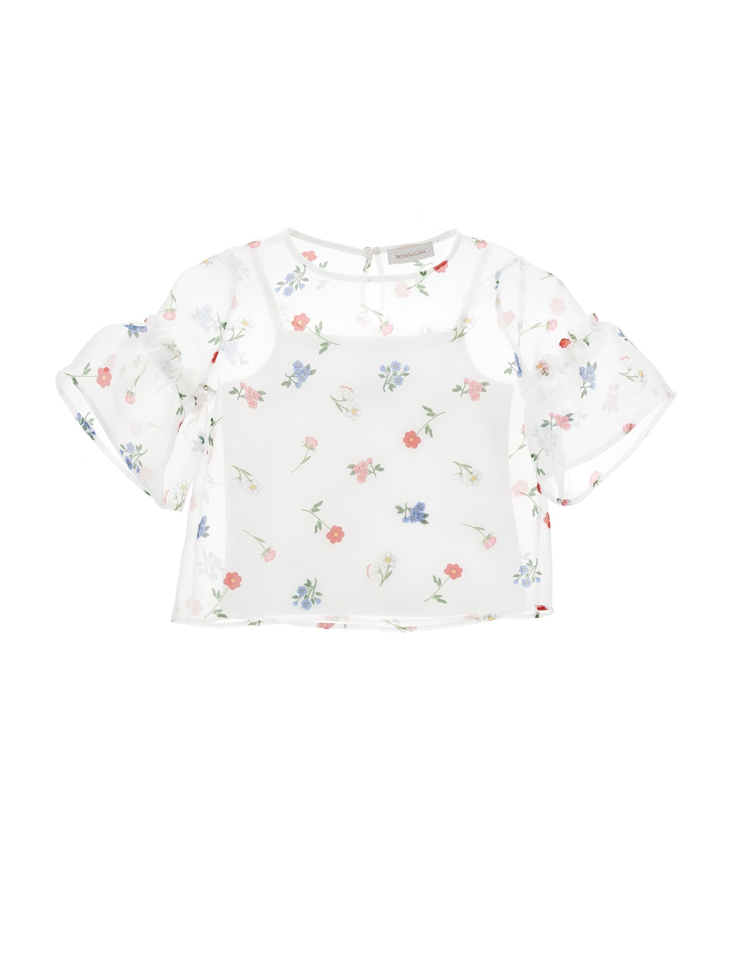 Girls | Cotton Blouse With Tank Top | Cream/Multicolor