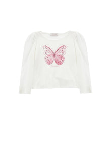 Girls | Butterfly Print T-Shirt | Cream/FairyTale