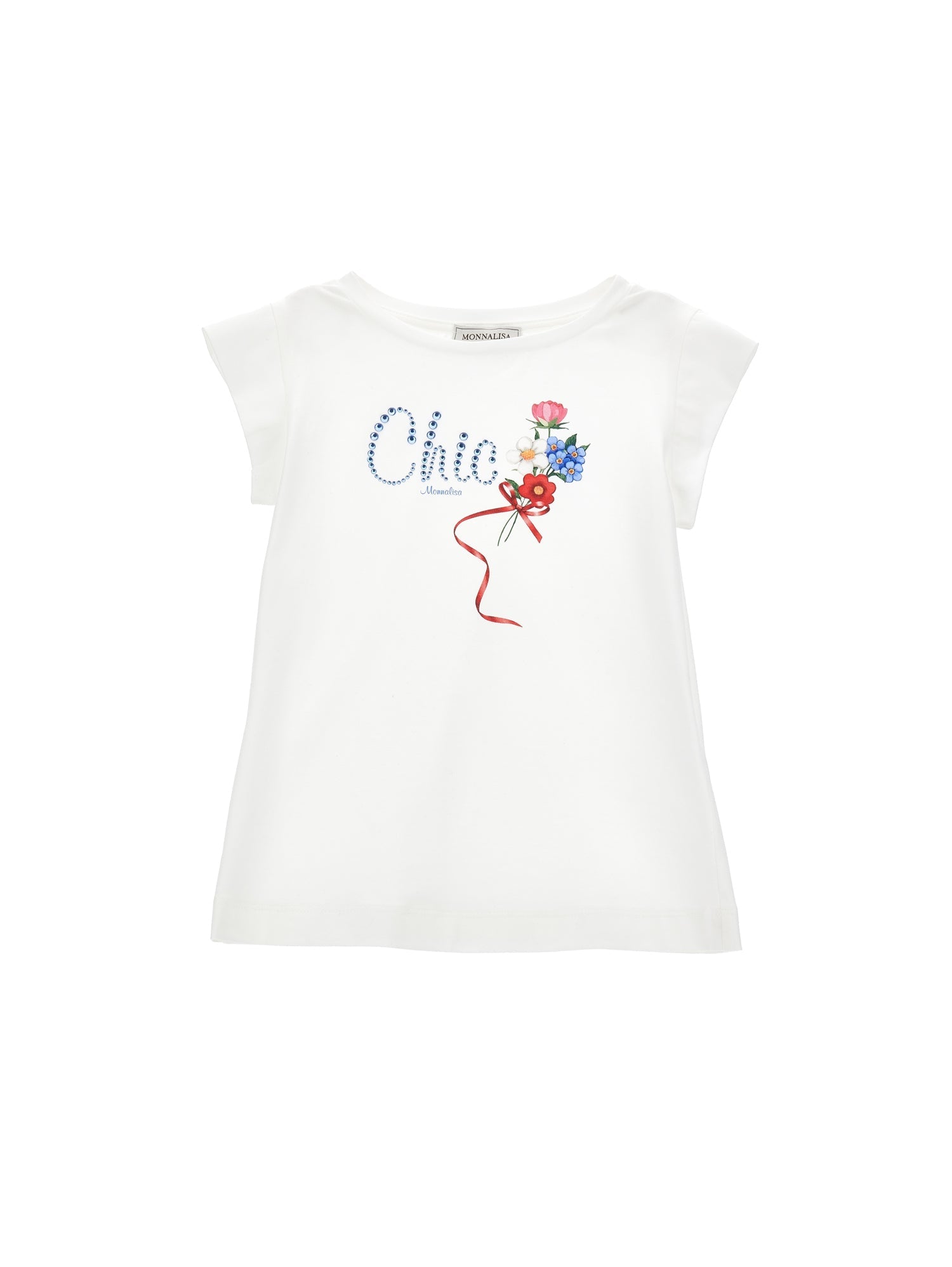 Girls | Organic Cotton T-Shirt With Flower Print | Cream