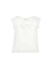 Girls | Organic Cotton T-Shirt With Flower Print | Cream